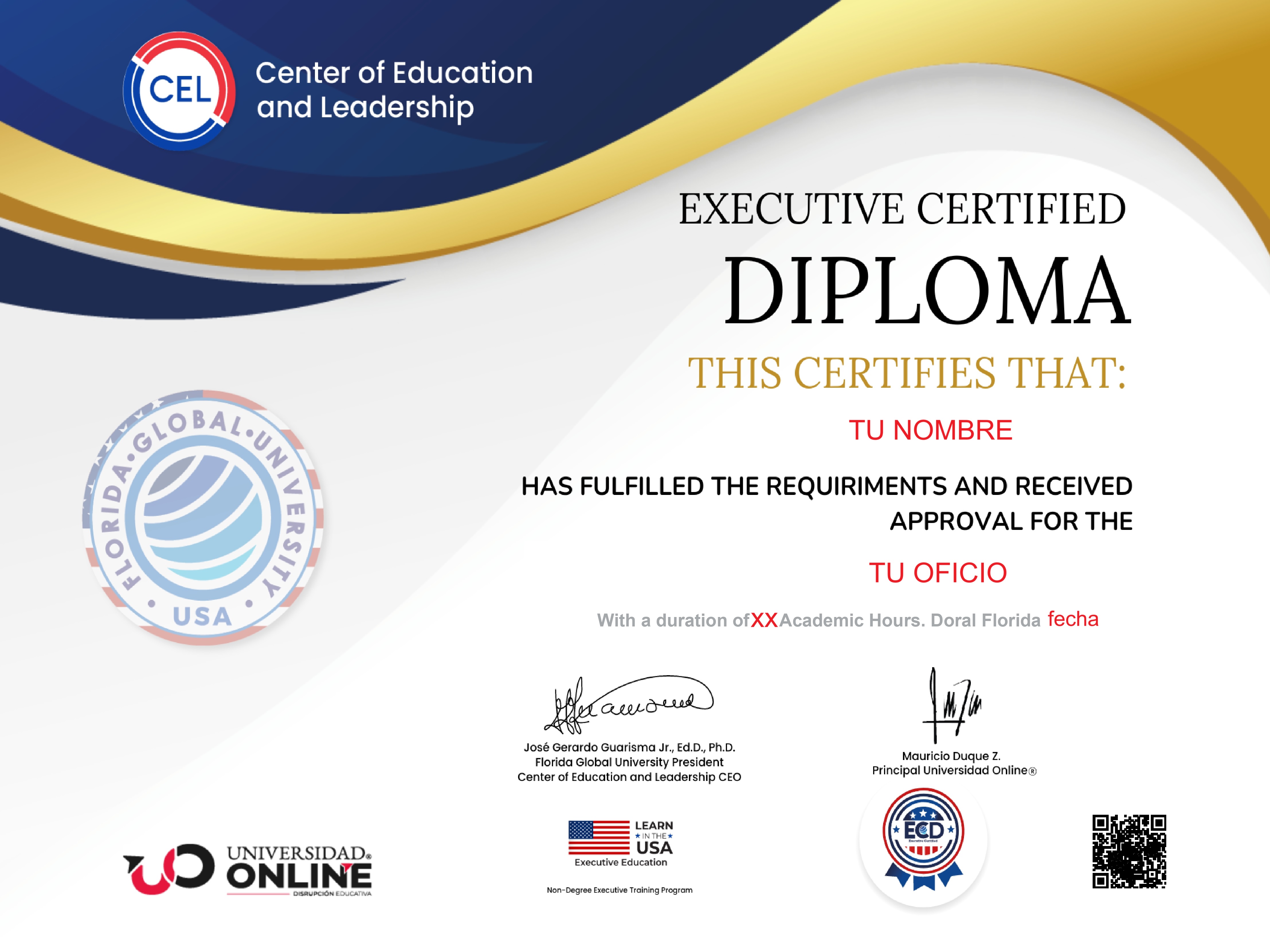 diploma en blanco